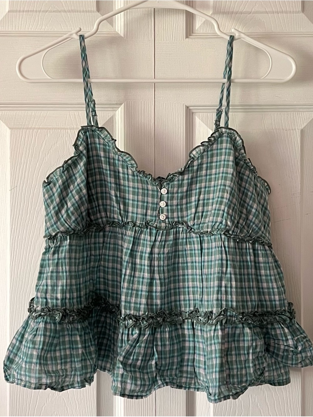 American Eagle Plaid Babydoll Tank Top